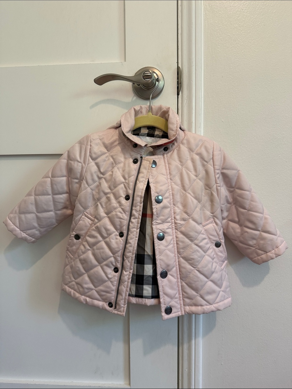 Burberry Light Pink Quilted Puffer Jacket for Kids